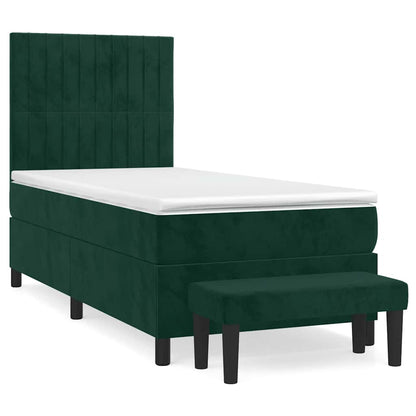 Giroletto a Molle con Materasso Verde Scuro 90x200 cm Velluto