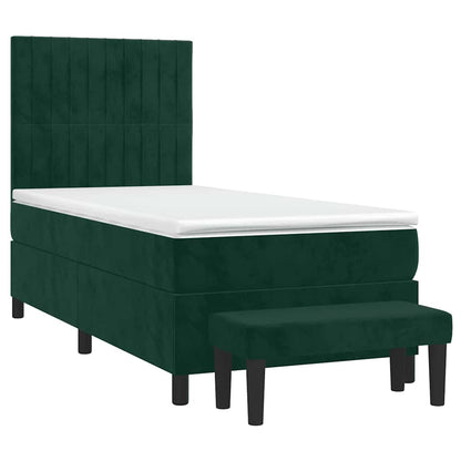 Giroletto a Molle con Materasso Verde Scuro 90x200 cm Velluto | homemem39