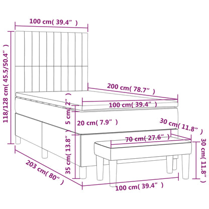 Giroletto a Molle con Materasso Blu Scuro 100x200 cm in Velluto