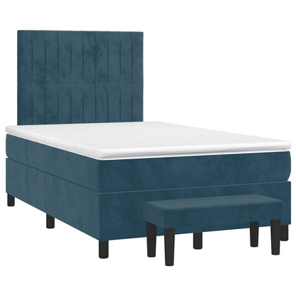 Giroletto a Molle con Materasso Blu Scuro 120x200 cm in Velluto