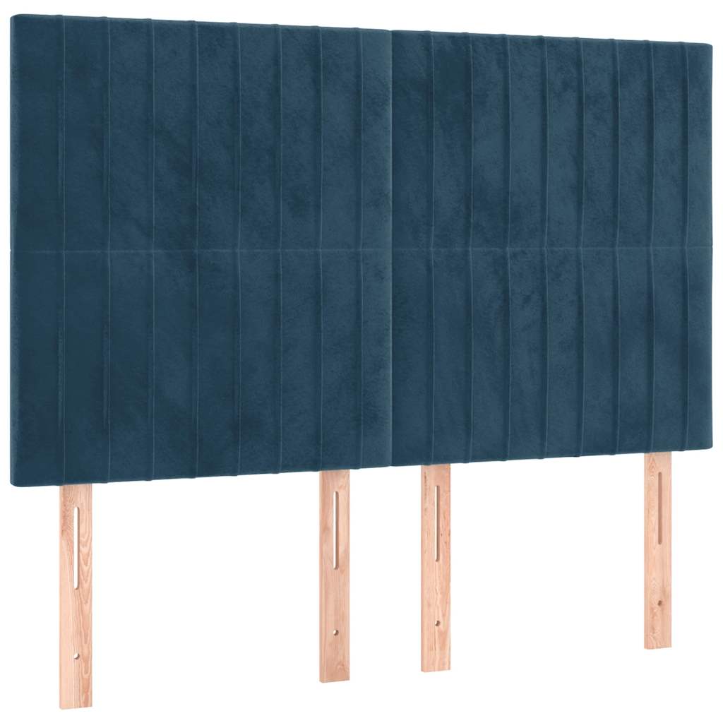Giroletto a Molle con Materasso Blu Scuro 140x190 cm in Velluto