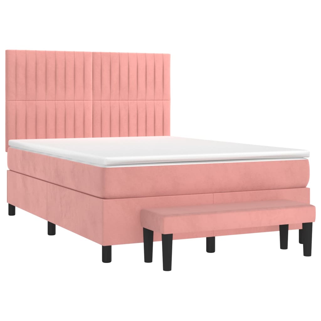 Giroletto a Molle con Materasso Rosa 140x190 cm in Velluto | homemem39