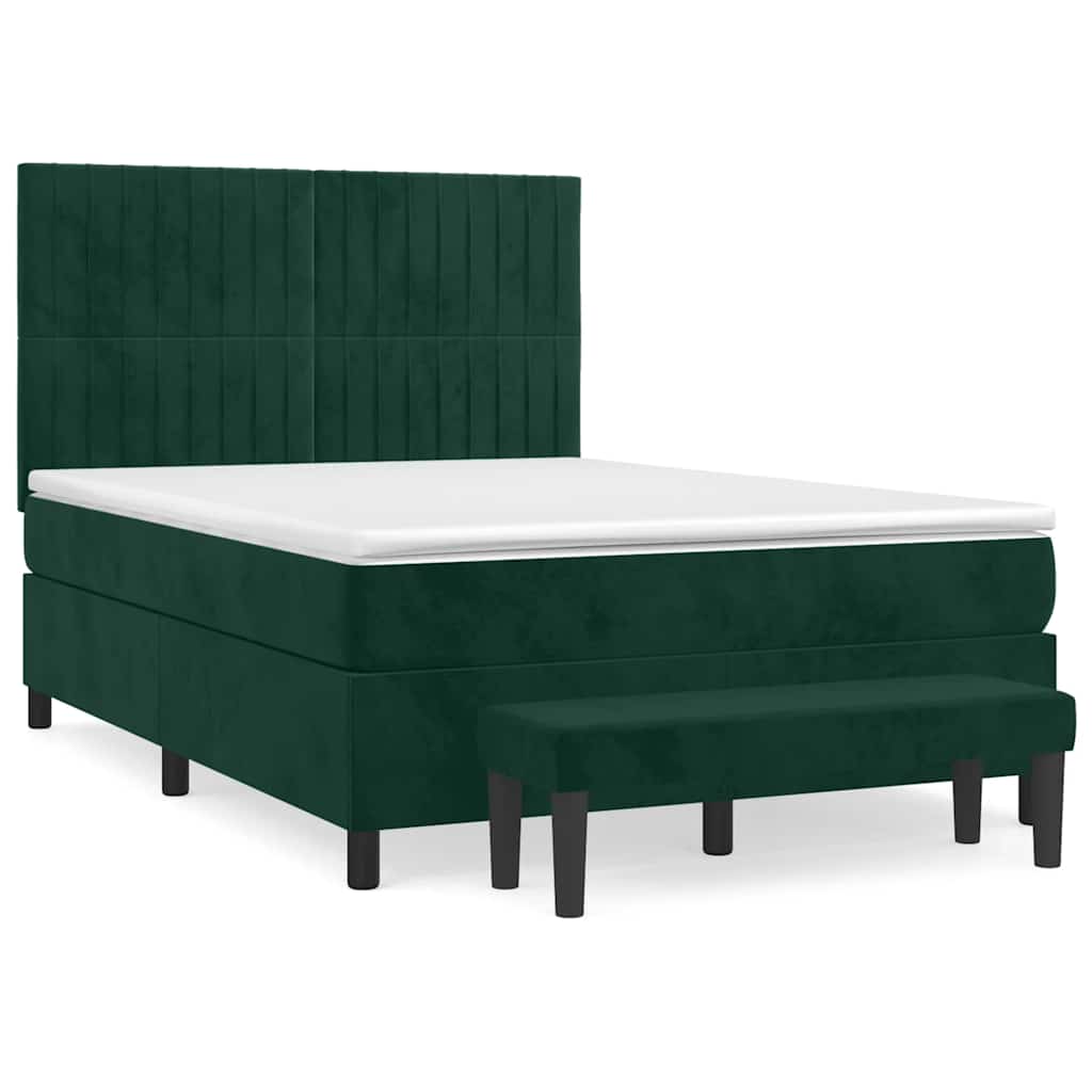Giroletto a Molle con Materasso Verde Scuro 140x200 cm Velluto | homemem39