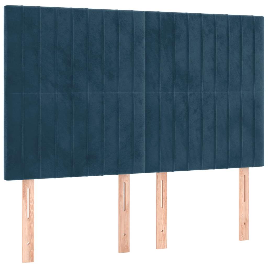 Giroletto a Molle con Materasso Blu Scuro 140x200 cm in Velluto