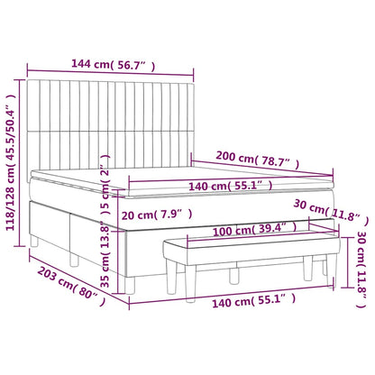 Giroletto a Molle con Materasso Blu Scuro 140x200 cm in Velluto | homemem39