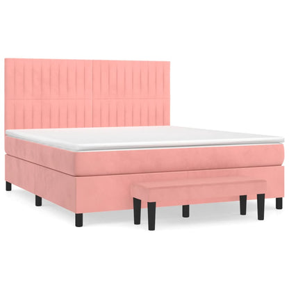 Giroletto a Molle con Materasso Rosa 160x200 cm in Velluto | homemem39