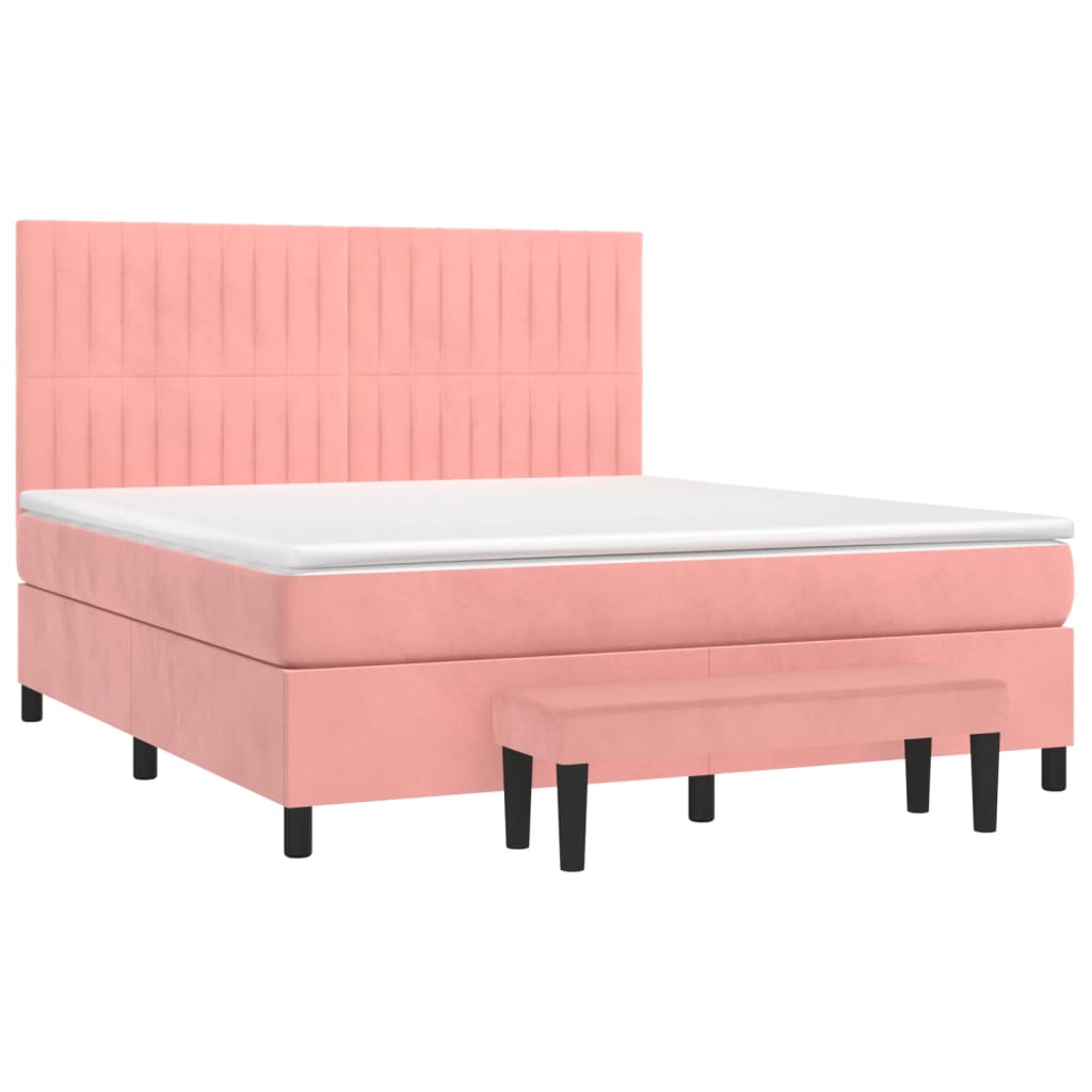 Giroletto a Molle con Materasso Rosa 160x200 cm in Velluto | homemem39