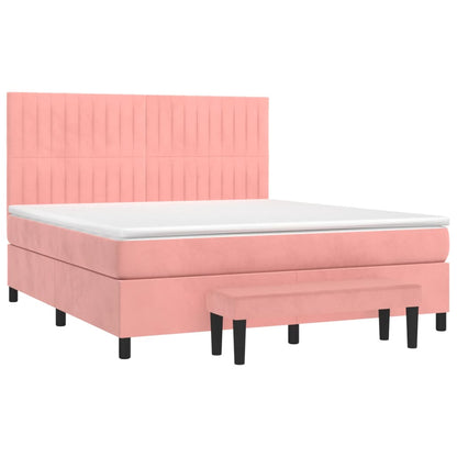 Giroletto a Molle con Materasso Rosa 160x200 cm in Velluto | homemem39