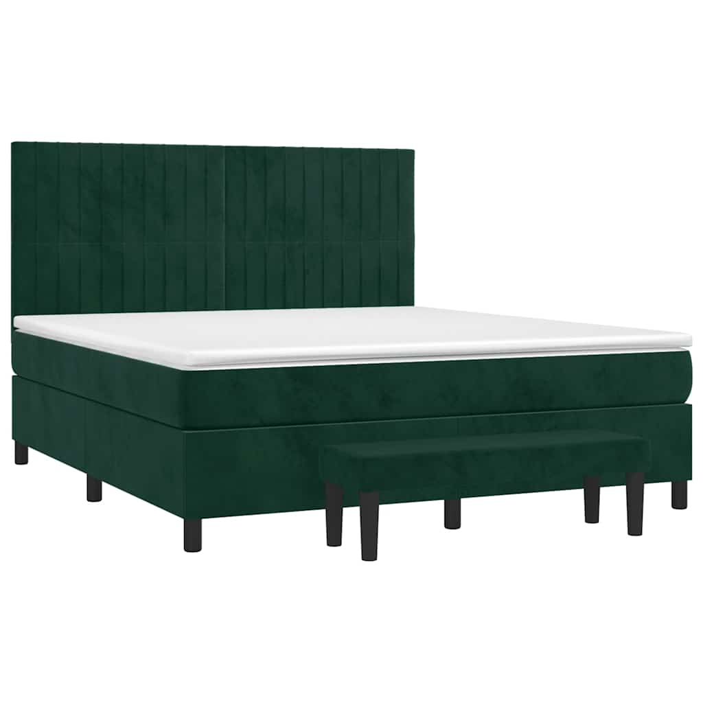 Giroletto a Molle con Materasso Verde Scuro 180x200 cm Velluto | homemem39