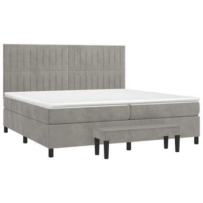 Giroletto a Molle con Materasso Grigio Chiaro 200x200cm Velluto