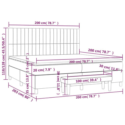 Giroletto a Molle con Materasso Grigio Scuro 200x200 cm Velluto