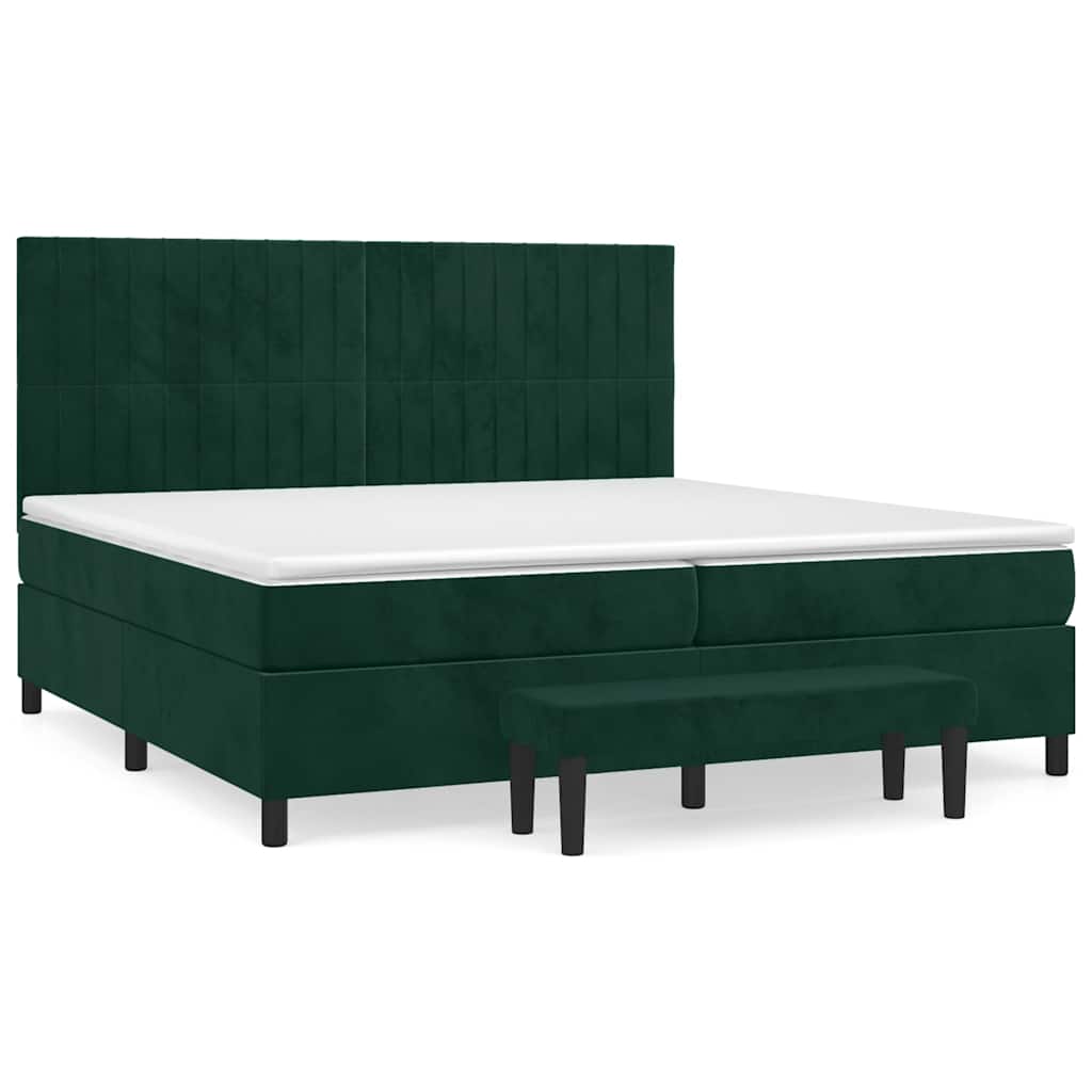 Giroletto a Molle con Materasso Verde Scuro 200x200 cm Velluto