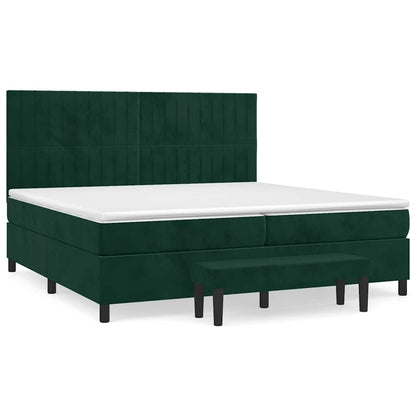 Giroletto a Molle con Materasso Verde Scuro 200x200 cm Velluto