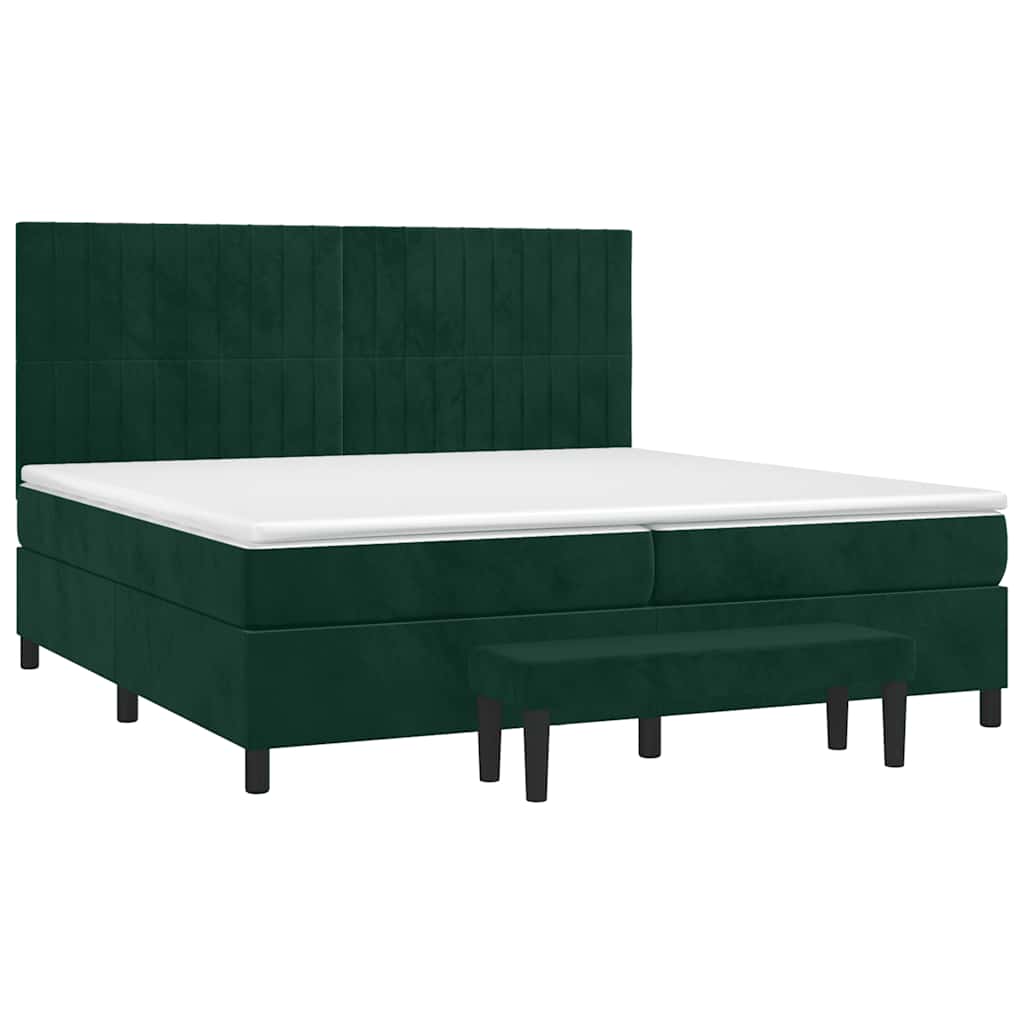 Giroletto a Molle con Materasso Verde Scuro 200x200 cm Velluto | homemem39