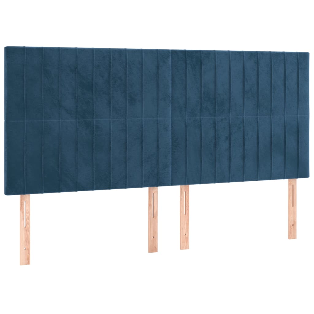 Giroletto a Molle con Materasso Blu Scuro 200x200 cm in Velluto