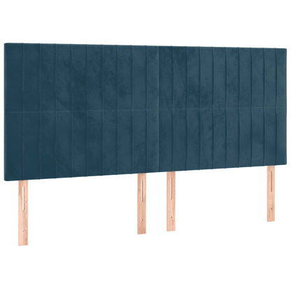 Giroletto a Molle con Materasso Blu Scuro 200x200 cm in Velluto