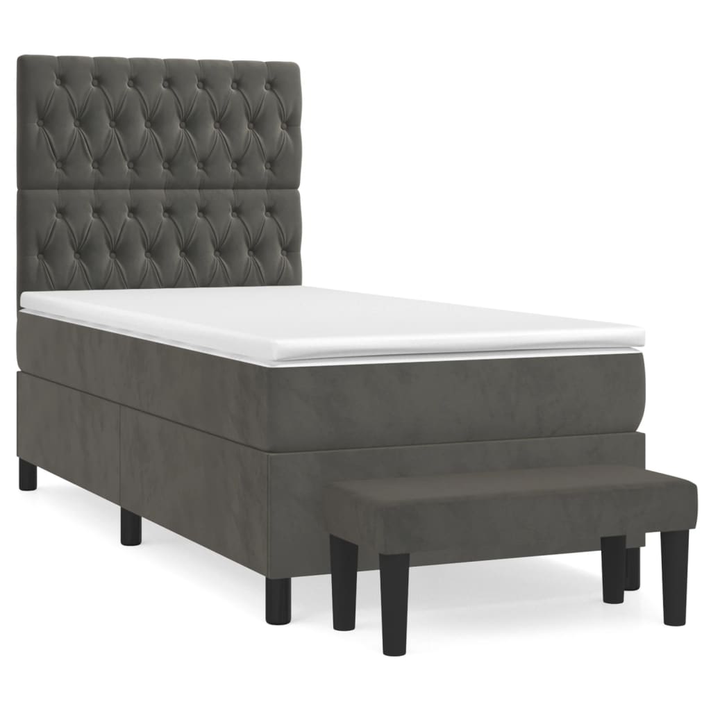 Giroletto a Molle con Materasso Grigio Scuro 80x200 cm Velluto | homemem39