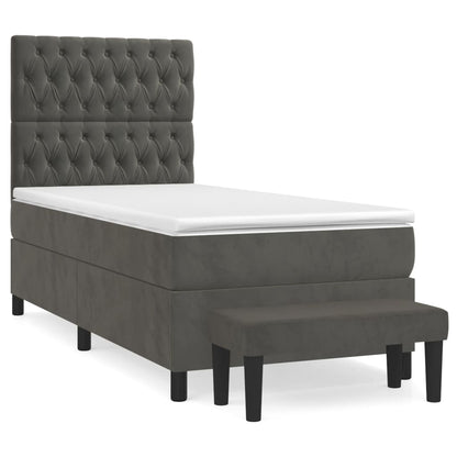 Giroletto a Molle con Materasso Grigio Scuro 80x200 cm Velluto | homemem39