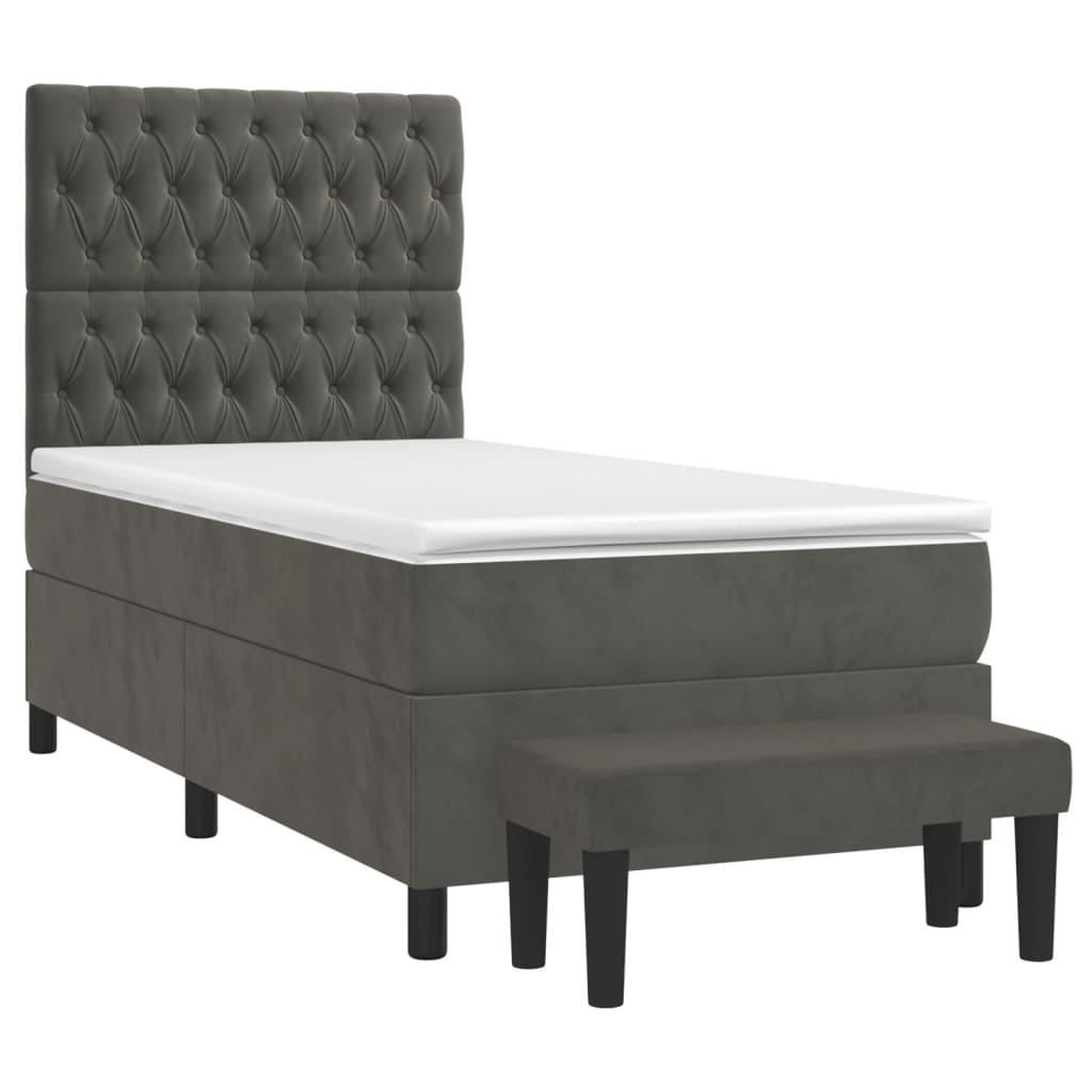 Giroletto a Molle con Materasso Grigio Scuro 80x200 cm Velluto | homemem39