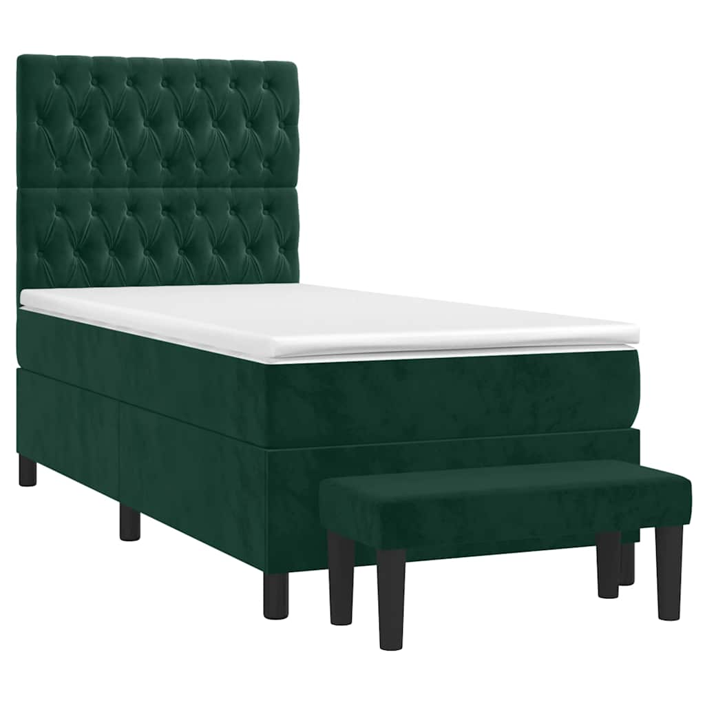 Giroletto a Molle con Materasso Verde Scuro 80x200 cm Velluto | homemem39