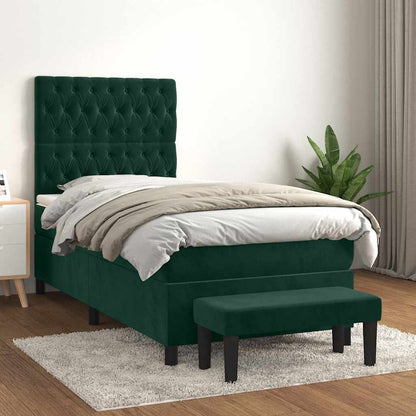 Giroletto a Molle con Materasso Verde Scuro 80x200 cm Velluto | homemem39