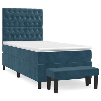 Giroletto a Molle con Materasso Blu Scuro 80x200 cm in Velluto | homemem39