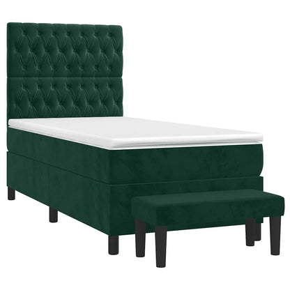 Giroletto a Molle con Materasso Verde Scuro 90x190 cm Velluto