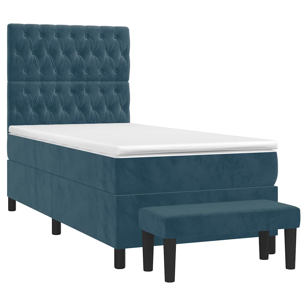 Giroletto a Molle con Materasso Blu Scuro 90x190 cm in Velluto | homemem39