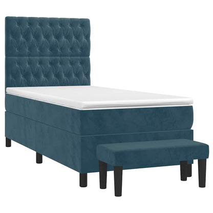Giroletto a Molle con Materasso Blu Scuro 90x190 cm in Velluto | homemem39