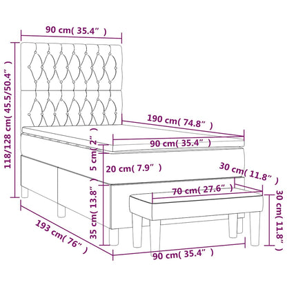 Giroletto a Molle con Materasso Blu Scuro 90x190 cm in Velluto | homemem39