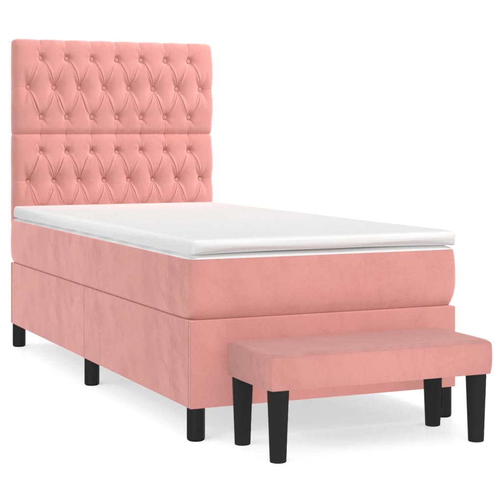 Giroletto a Molle con Materasso Rosa 90x190 cm in Velluto | homemem39