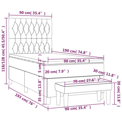 Giroletto a Molle con Materasso Rosa 90x190 cm in Velluto | homemem39