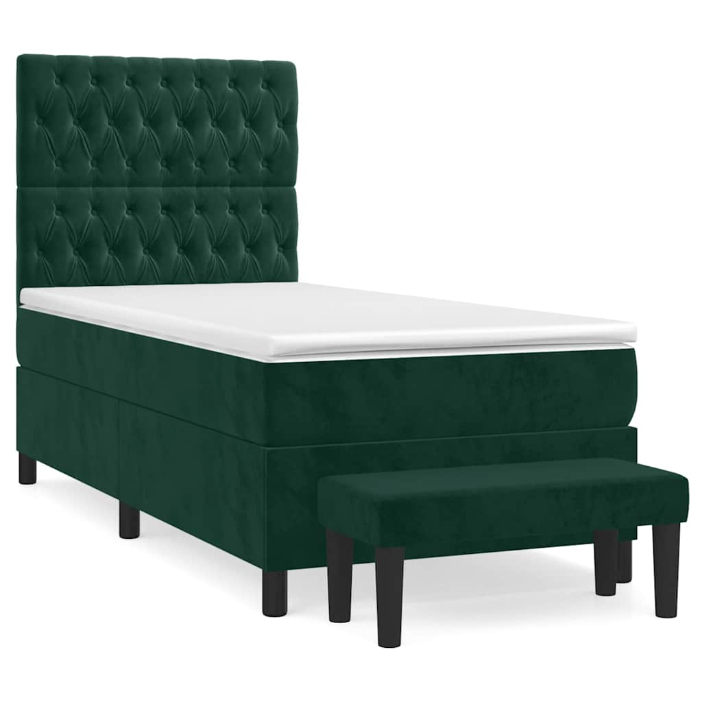 Giroletto a Molle con Materasso Verde Scuro 90x200 cm Velluto