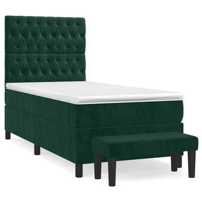 Giroletto a Molle con Materasso Verde Scuro 90x200 cm Velluto