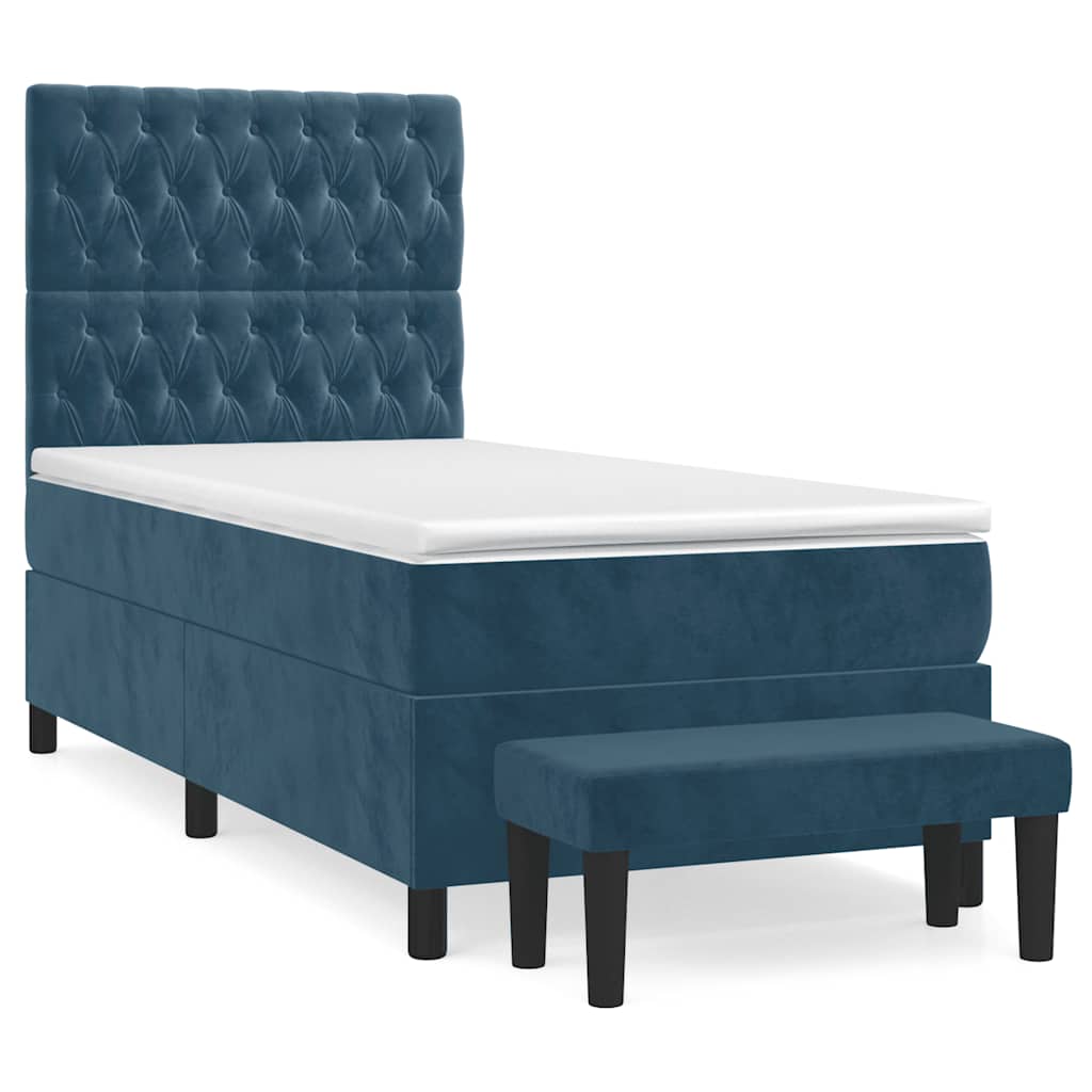 Giroletto a Molle con Materasso Blu Scuro 90x200 cm in Velluto | homemem39