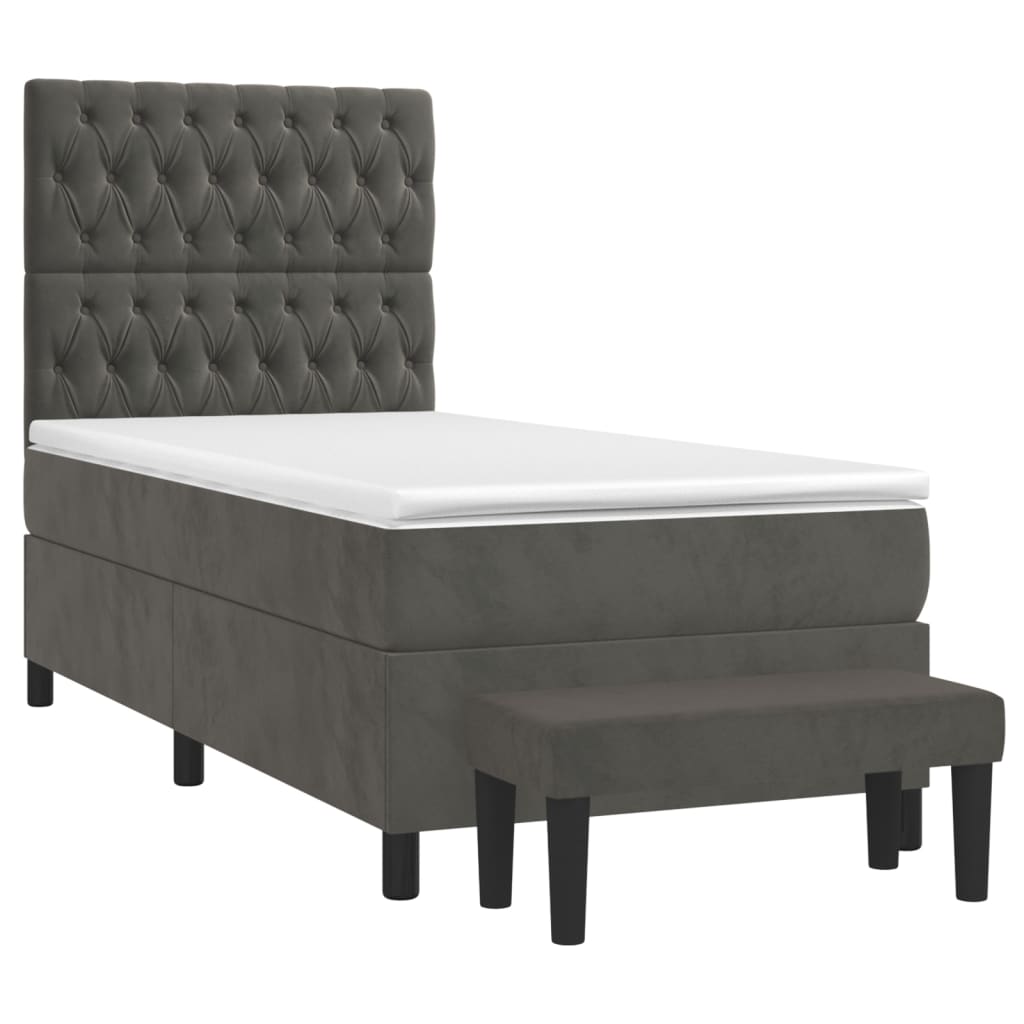 Giroletto a Molle con Materasso Grigio Scuro 100x200 cm Velluto