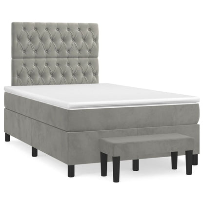 Giroletto a Molle con Materasso Grigio Chiaro 120x200cm Velluto | homemem39