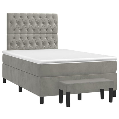 Giroletto a Molle con Materasso Grigio Chiaro 120x200cm Velluto | homemem39
