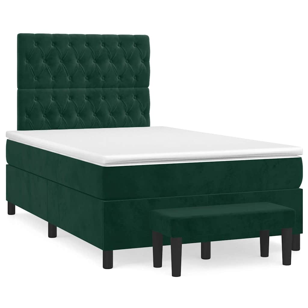 Giroletto a Molle con Materasso Verde Scuro 120x200 cm Velluto