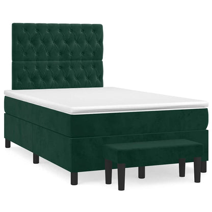 Giroletto a Molle con Materasso Verde Scuro 120x200 cm Velluto