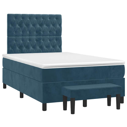Giroletto a Molle con Materasso Blu Scuro 120x200 cm in Velluto