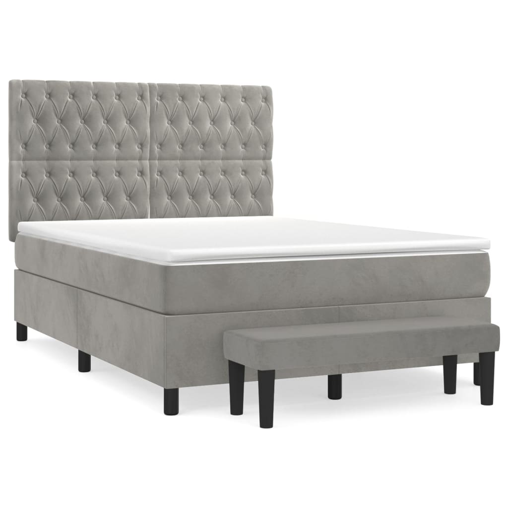 Giroletto a Molle con Materasso Grigio Chiaro 140x190cm Velluto | homemem39