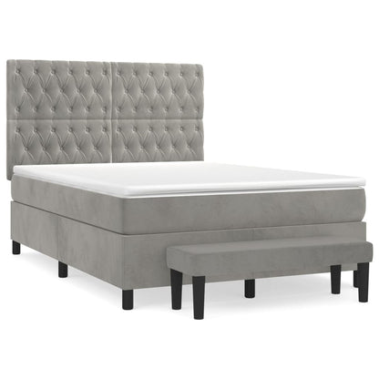 Giroletto a Molle con Materasso Grigio Chiaro 140x190cm Velluto | homemem39