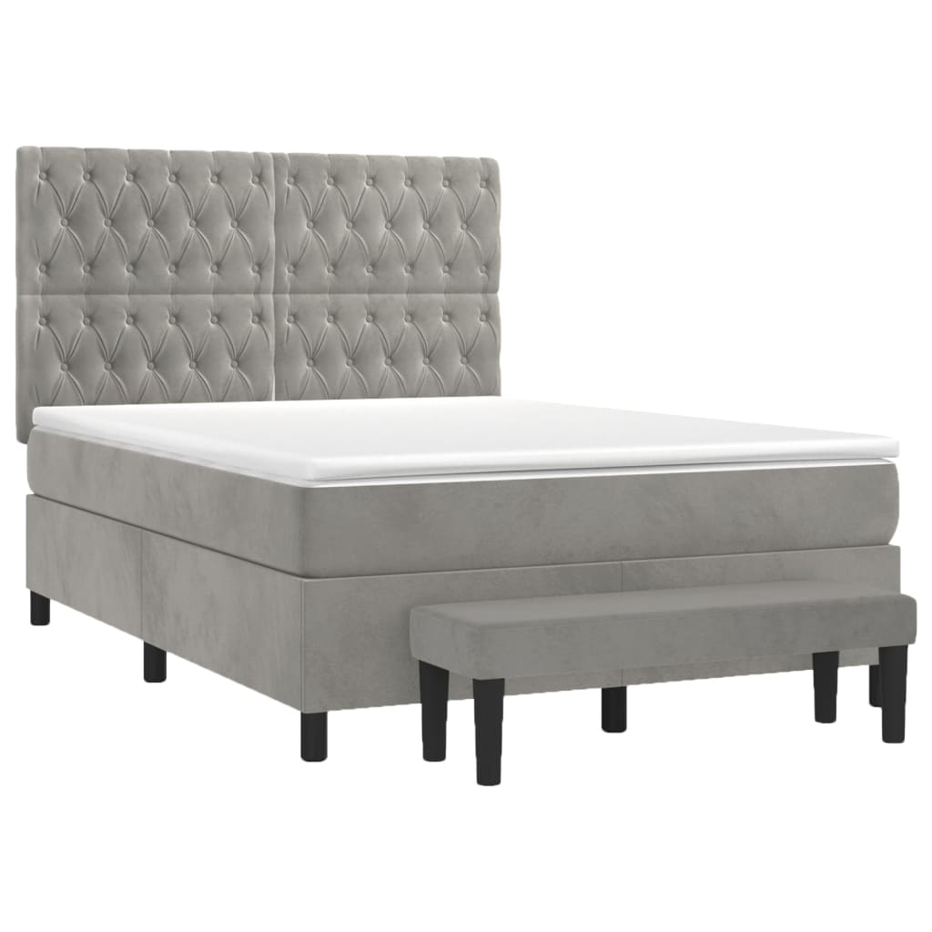 Giroletto a Molle con Materasso Grigio Chiaro 140x190cm Velluto | homemem39