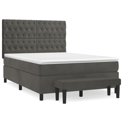 Giroletto a Molle con Materasso Grigio Scuro 140x190 cm Velluto