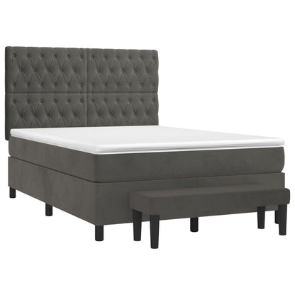 Giroletto a Molle con Materasso Grigio Scuro 140x190 cm Velluto | homemem39