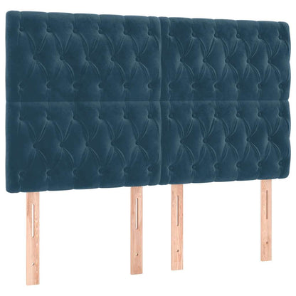 Giroletto a Molle con Materasso Blu Scuro 140x190 cm in Velluto