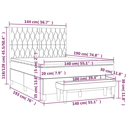 Giroletto a Molle con Materasso Blu Scuro 140x190 cm in Velluto