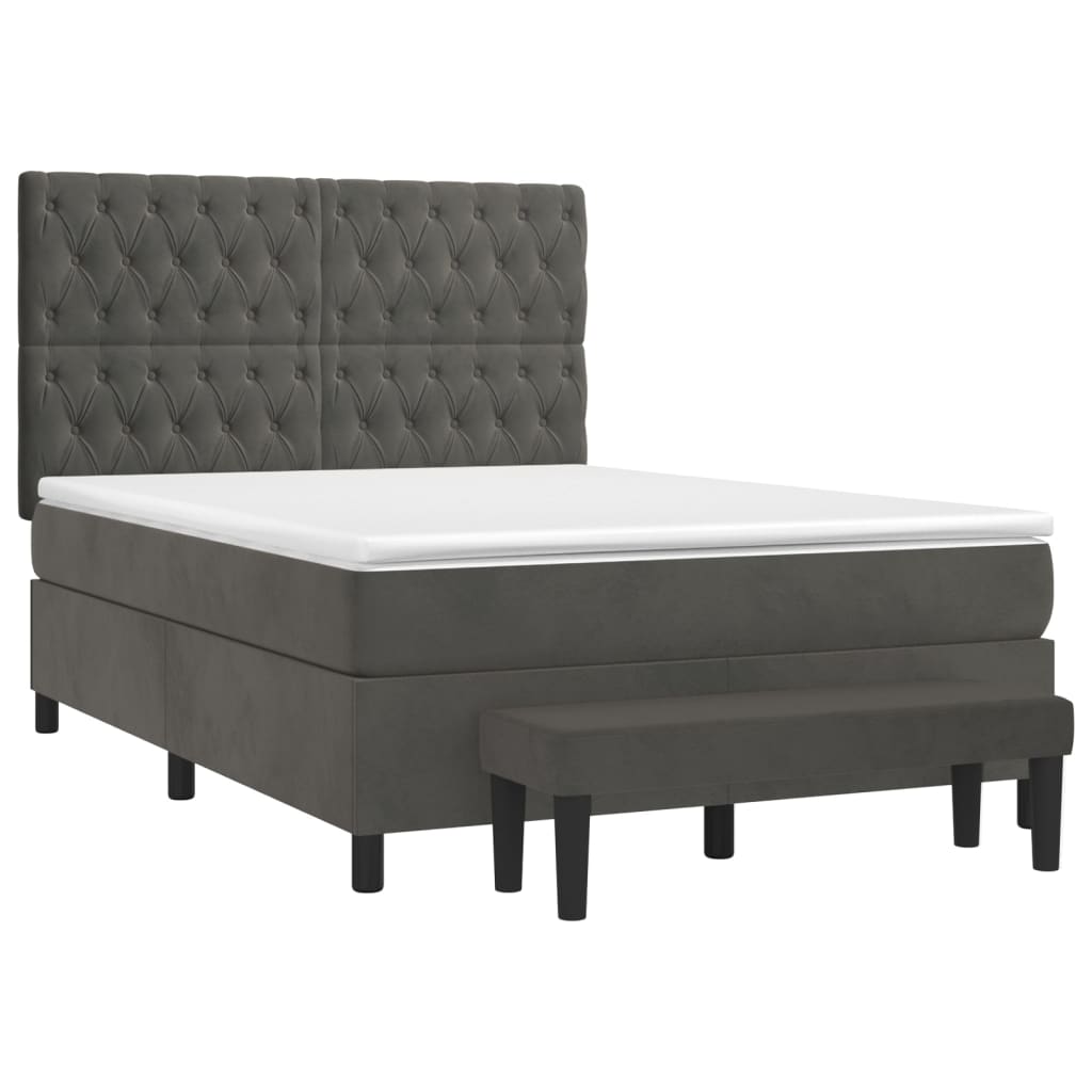 Giroletto a Molle con Materasso Grigio Scuro 140x200 cm Velluto | homemem39