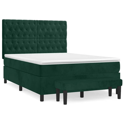Giroletto a Molle con Materasso Verde Scuro 140x200 cm Velluto | homemem39